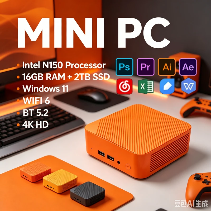 Pc Gaming Orange - Orange Mini PC Intel N150 Win11