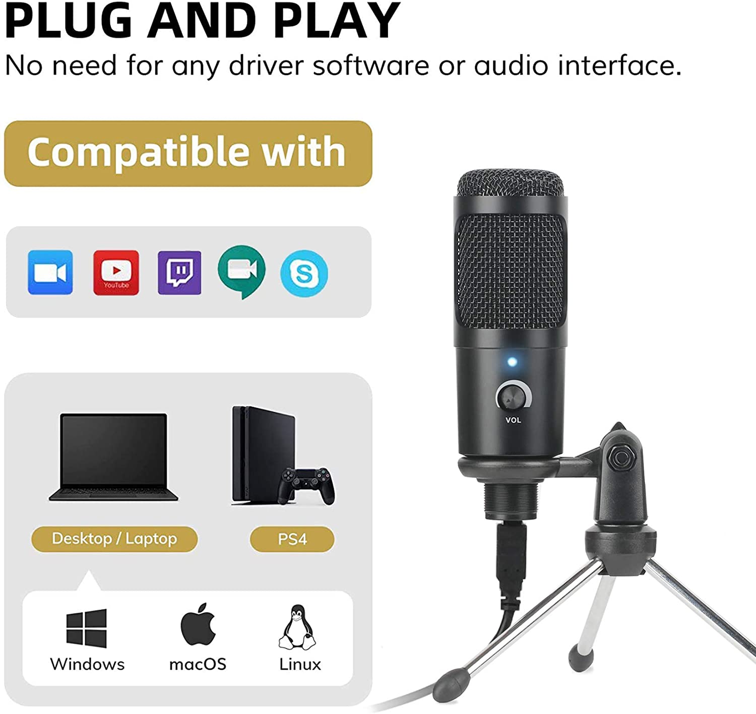 USB Condenser Microphone Recor - Pc Gaming Youtube 评论和价格