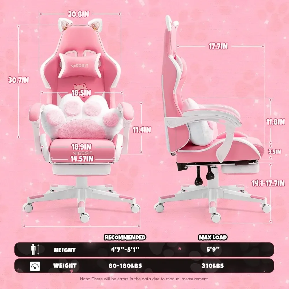 Pink Gaming Chair With Cat Paw - Pc Gaming Quotes 评论和价格